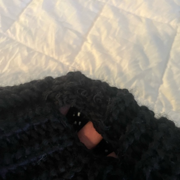 Anthropologie Long and Chunky Black Duster Cardigan with Tan Fringe (one size) - Picture 10 of 10